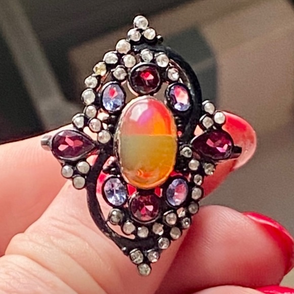 NWOT 5.50 CTW STUNNING NATURAL OPAL , TANZANITE, RUBY AND GENUINE DIAMONDS RING - Picture 13 of 13